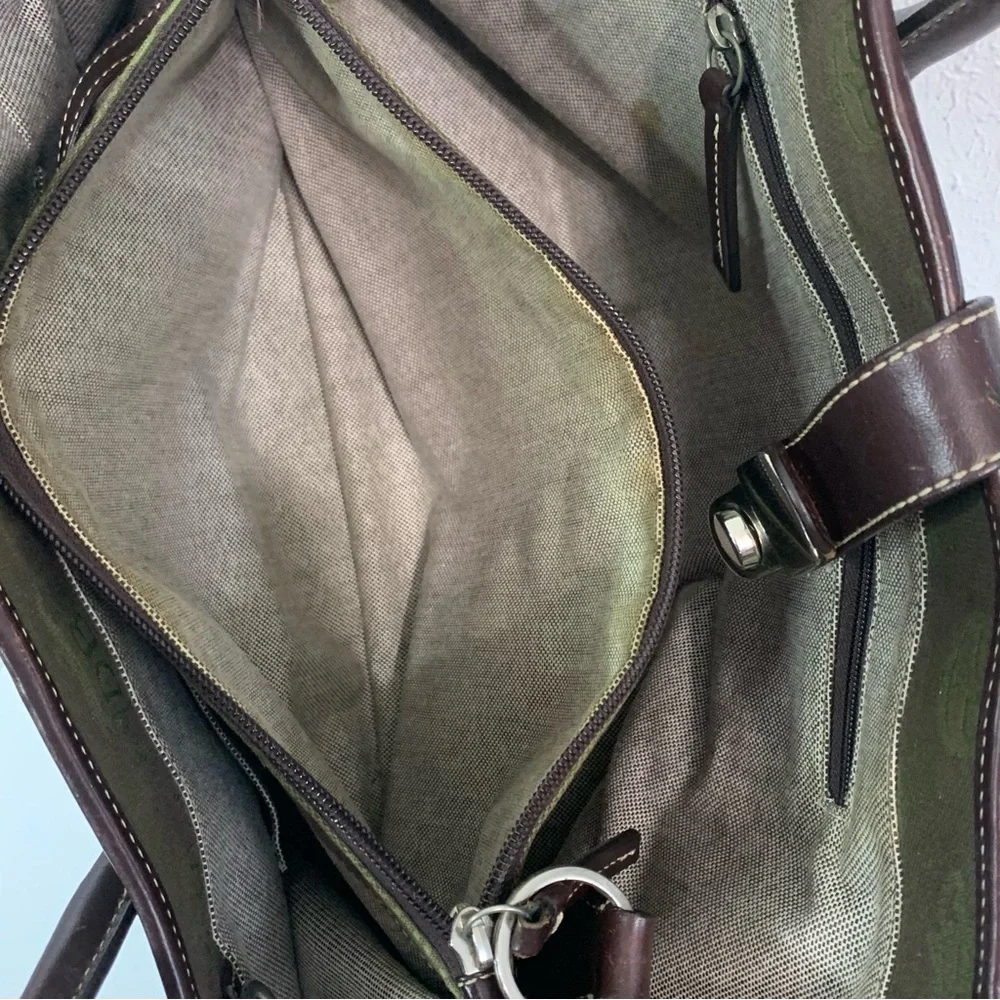 DOONEY & BURKE Monogram Canvas Leather Trimmed Satchel